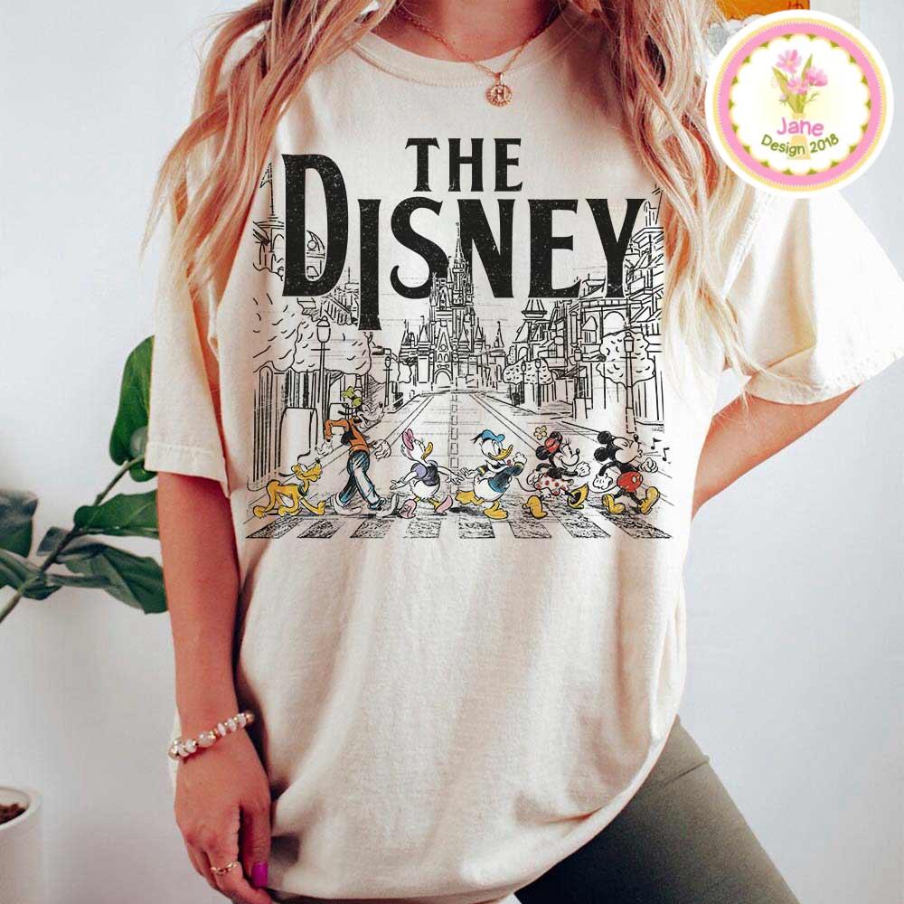 Mickey and Friends Sketch The Disney Shirt, Mickey Minnie Walking on Main Street Disney Castle Shirt, WDW Disneyland Family Vacation 2025