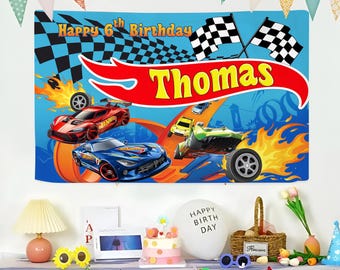 Car Birthday Banner, Hot Cars, Hot Cars Birthday Banner, Personalised Cars Birthday Banner, Kids Car Birthday Banner, Hot Car Wheels Banner