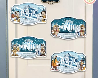 Imán personalizado de Disney Cruise Line, decoración personalizada para la puerta de la cabina del Alaska Wonder Magic, Mickey, amigos, crucero familiar, vacaciones de invierno 2026.