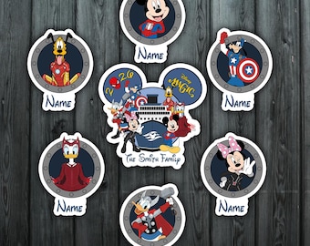 Personalized All characters Marvel Day at Sea 2026 Magnet, Disney Cruise Line Magnet, Super Heroes Family Cruise Ship Stateroom Door Magnet