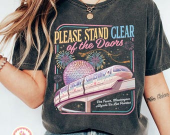 Camiseta retro "Por favor, manténgase alejado de las puertas", camiseta corta de Disney Epcot para bebé, camiseta de Disneyworld, camiseta de Magic Kingdom, camiseta de viaje a Disney
