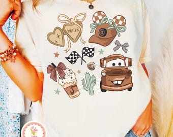 Vintage Disney Cars Mater T-Shirt, Retro Coquette Mater Shirt Disney Cars Shirt, Disney Girls Trip Shirt, Cars Lightning Mc Queen Shirt