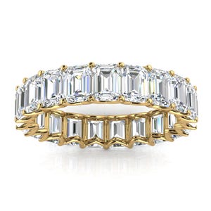Emerald Cut Lab Grown Diamond Eternity Band - 14K Yellow Gold Wedding Ring