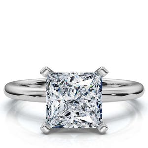 Valentine&#39;s Princess Cut Lab Grown Diamond Ring,2 Carat Princess Engagement Ring, Solitaire Diamond Ring,Anniversary Gift IGI Certified Ring