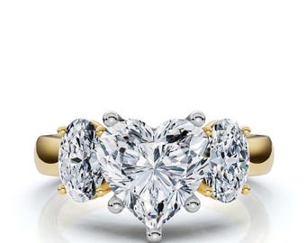 Heart & Oval Lab Grown Diamond Wedding Ring: Solid Gold, IGI Certified