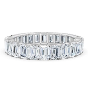 Lab Grown Emerald Eternity Wedding Band: Solid Gold Engagement Ring