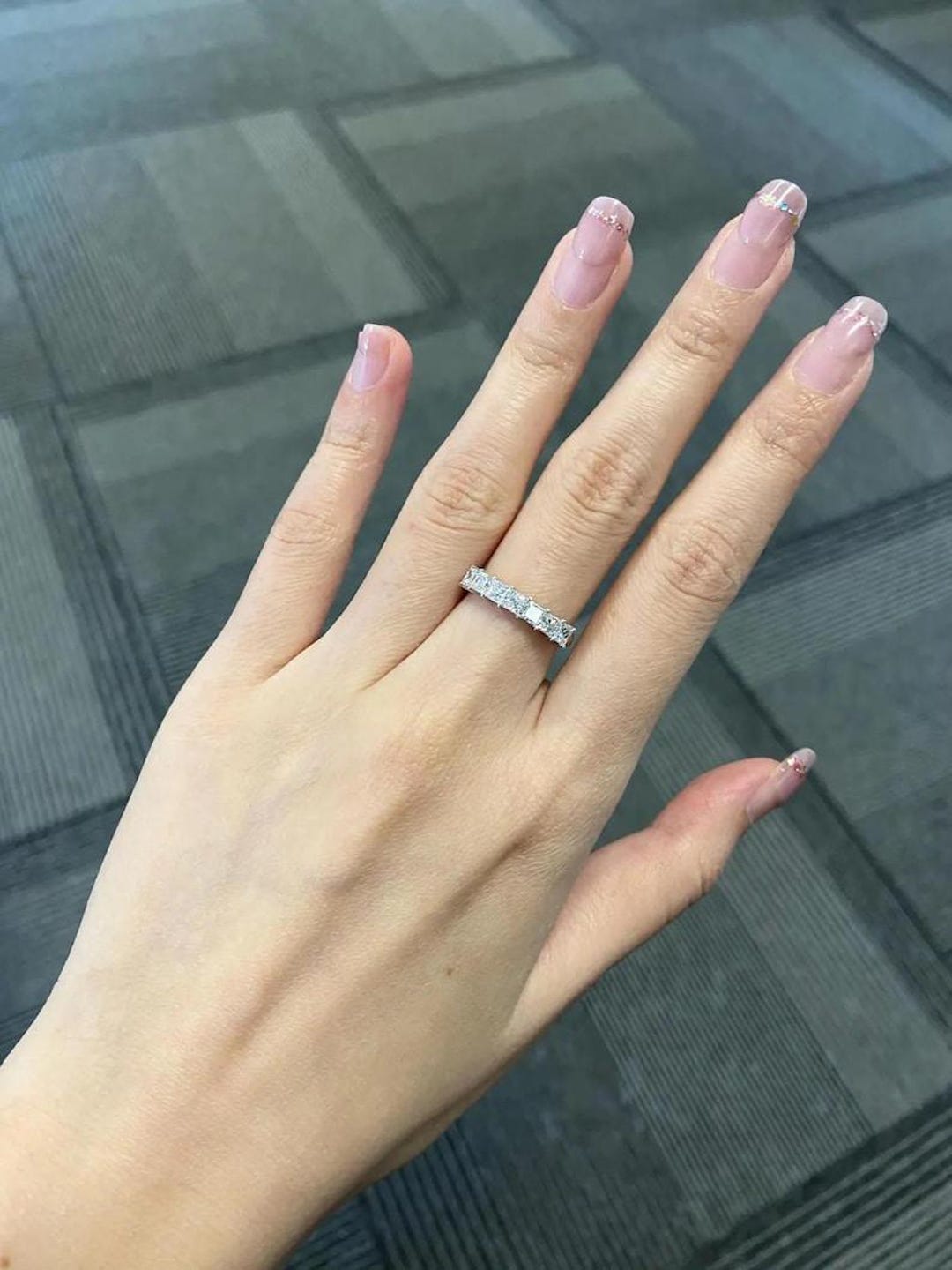 Princess Cut Lab Grown Diamond Half Eternity Band - 14K Yellow Gold ...