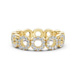 14K Gold Geometric Diamond Eternity Band Ring: Stackable Wedding Anniversary