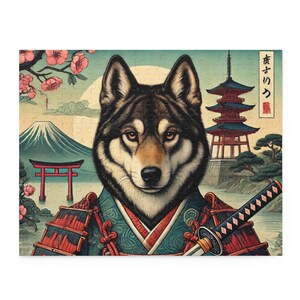 Japanese Samurai Dog Puzzle -wolf dog-