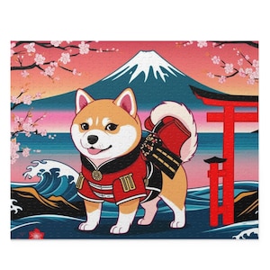 Japanese Shiba Inu Puzzle, Japanese Art Puzzle, Dog Lover Gift, 120 252 500-Piece Puzzle, Fun Family Activity, Unique Home Decor