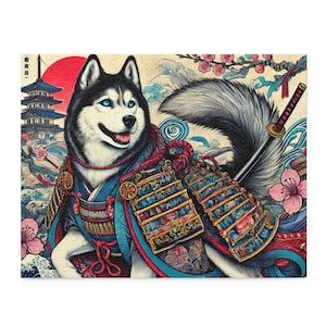 Japanese Samurai Dog Puzzle - Husky -