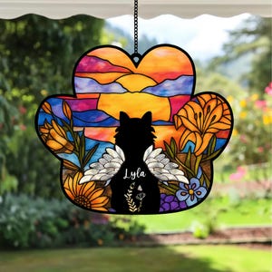 Personalized Cat Loss Sympathy Gift, Custom Cat Memorial Suncatcher, Pet Memorial Gift, Loss of Cat Gift, Cat Remembrance Gift