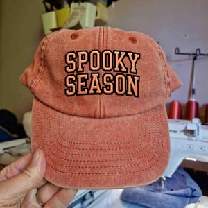 Embroidered Spooky Season Washed Hat, Spooky Halloween Hat, Womens Halloween Hat, Spooky Fall Hat, Halloween Gift Tee,Women Spooky Hat