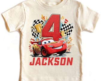 Personalisierter Lightning McQueen Geburtstag Shirt, Disney Cars Outfit