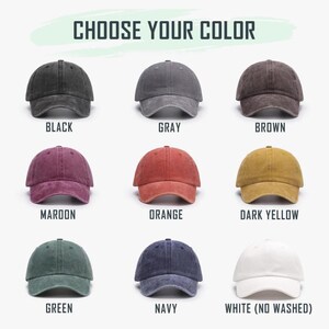 May include: A selection of baseball caps in various colors, including black, gray, brown, maroon, orange, dark yellow, green, navy, and white. The text "CHOOSE YOUR COLOR" is displayed at the top.