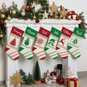 Vintage Custom Name 2025 Christmas Stocking, Family Christmas Stocking, Christmas Knit Stocking, Christmas Stocking, Christmas Family Gifts