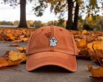 Retro Ghost Mickey Embroidered Cap, Disney Ghost Embroidered Hat, Mickey's Not So Scary Party Womens Hat, Mickey Halloween Balloon Hat