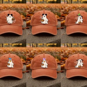 Anpassen der gestickten Disney-Charaktere Halloween-Kappe, Mickey Ghost Washed Hat, Mickey&#39;s Not So Scary Halloween Party, Disney Halloween Trip