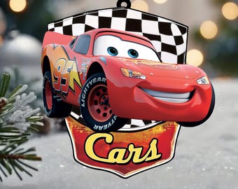 Personalized Disney Cars Acrylic Christmas Suncatcher Ornament for Kids, Kids Name Christmas, Custom Photo Character Lightning McQueen