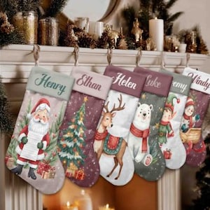 Retro personalisierte Weihnachtsstrümpfe Luxus Vintage Strumpf Samtstrümpfe mit Name für Urlaubsstrümpfe für Familiendekoration Weihnachten