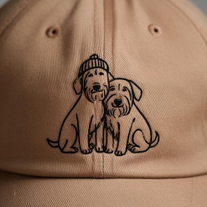 Embroidered Dog Washed Cap, Hat With Pet Face, Portrait From Photo Hat, Custom Dog Cap, Special Birthday Gift for Dog Mom/Dad