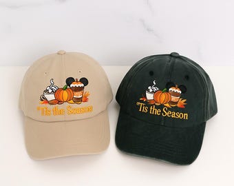 Tis The Season Disney bestickte Mütze, Disney Hut, Disney Herbst Mütze, Herbst Mütze, Disney Kürbis Mütze, Mickey Herbst Mütze, Kürbis Saison Mütze