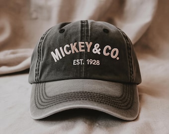 Retro Mickey & Co 1928 Washed Cap, Disneyland Hat, Disneyworld Hat, Mickey And Friends Family Hat, Disney Gift, Mickey Hat, Disney Hat