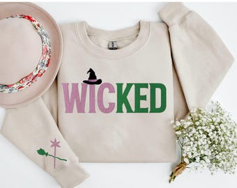 Wicked Glitter Embroidered Sweatshirt, Elphaba and Glinda Shirt