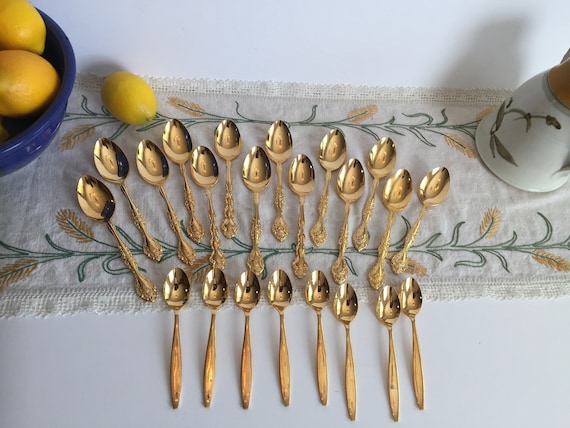 Vintage Oneida Golden Brahms Gold Electroplate Spoons, 22pc - Etsy