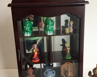 VTG-wandkast glazen deur en spiegels - tafelbladkast 22 x 13,5 x 4 inch / glazen spiegelkast wanddecoratie