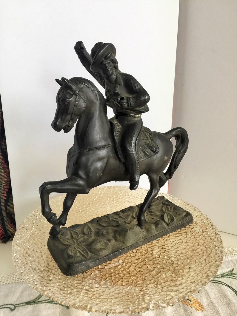 Vintage Iron Horse Sculpture Riding Soldiers/ Vintage Cast Etsy