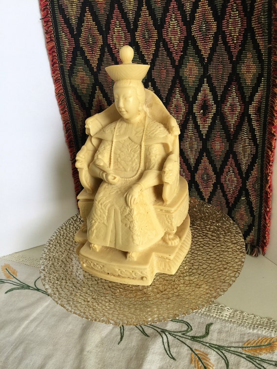 Vintage Chinese Resin Figurine Statue Empress Pair Hand Etsy