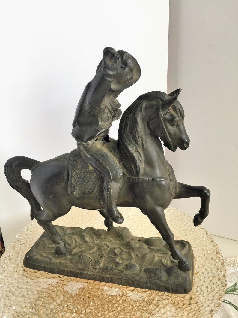 Vintage Iron Horse Sculpture Riding Soldiers/ Vintage Cast Etsy