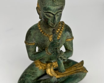 Vintage Bronze Sculpture-Playing Music-6"x4"