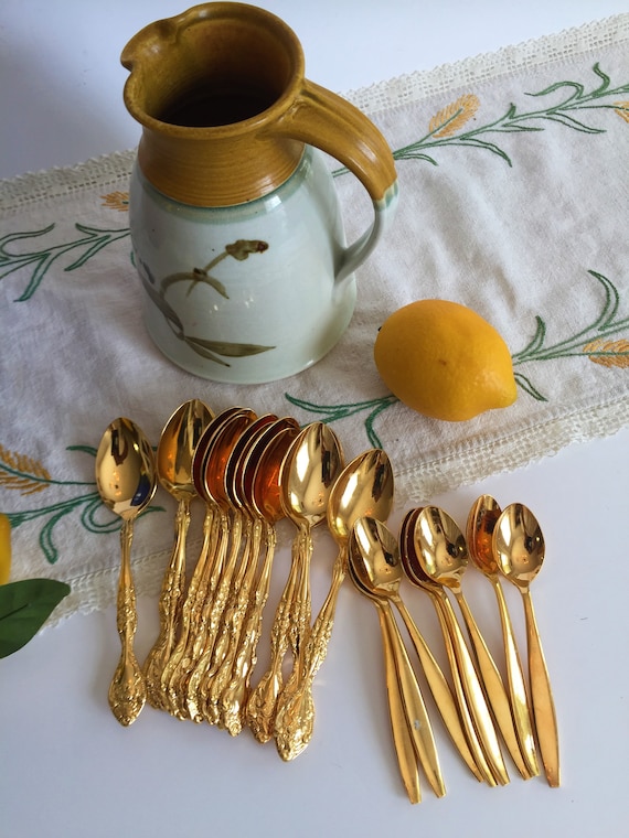 Vintage Oneida Golden Brahms Gold Electroplate Spoons, 22pc - Etsy