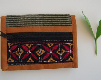 Handmade Embroidered Cord Coin Purse – Floral Design