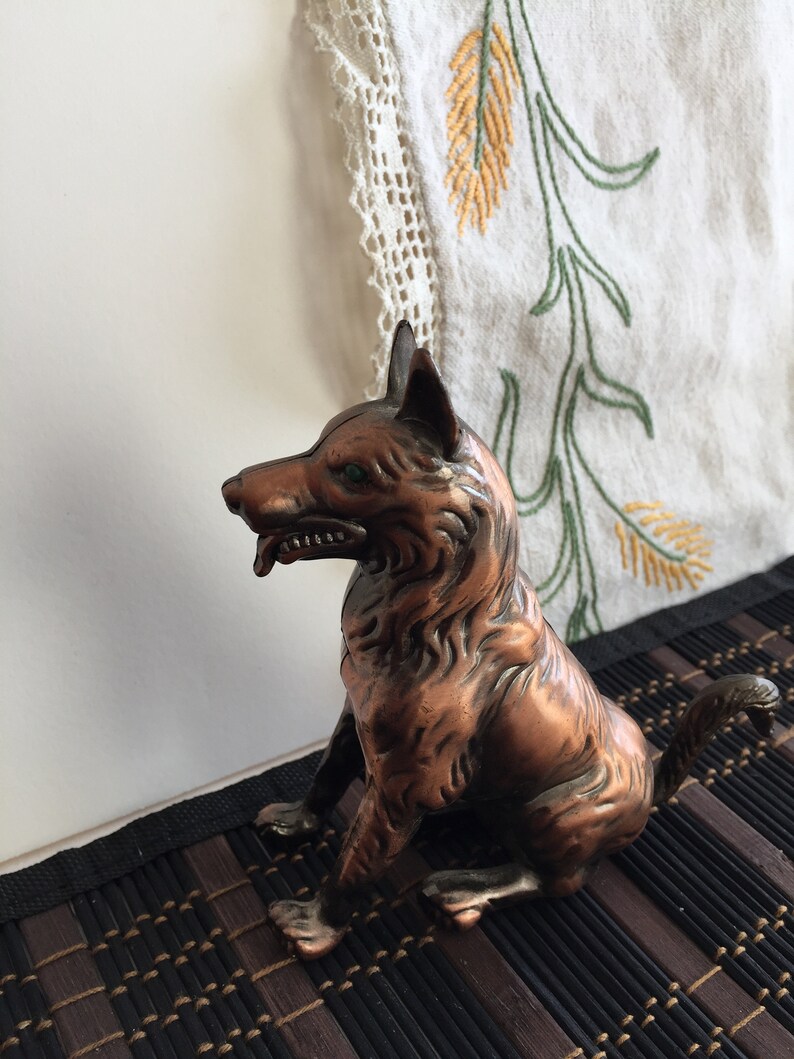 Vintage Solid metal Copper Dog Figurine 4.8 x Etsy