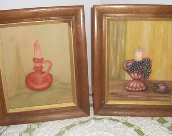 Original Vintage Abstract Still Life Oil painting 2pc/ Still Life 1960s Oil painting- signed/ Vintage contemporary art