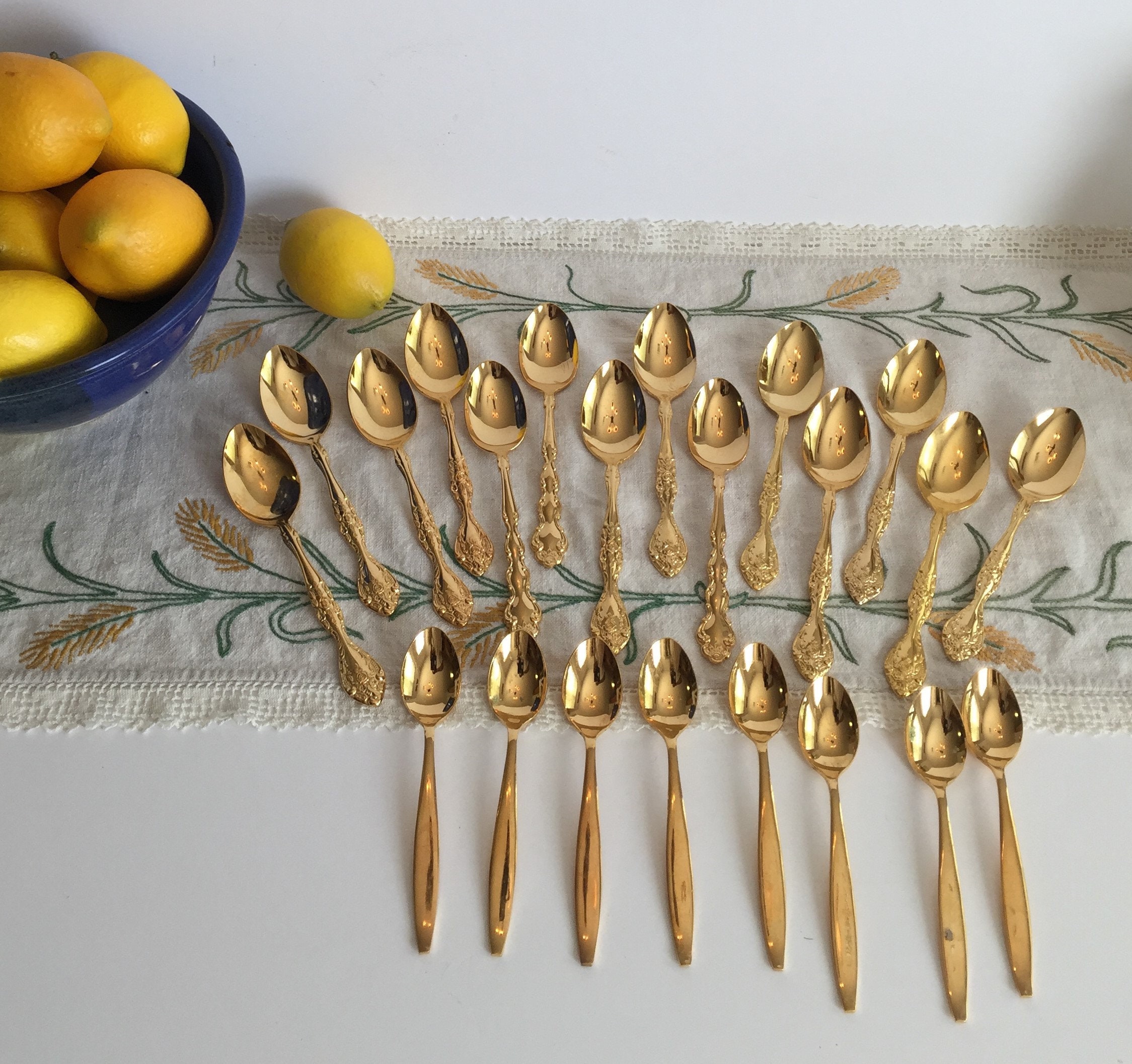 Vintage Oneida Golden Brahms Gold Electroplate Spoons, 22pc - Etsy