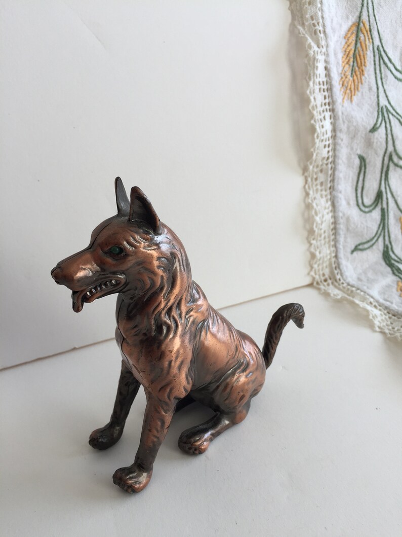 Vintage Solid metal Copper Dog Figurine 4.8 x Etsy
