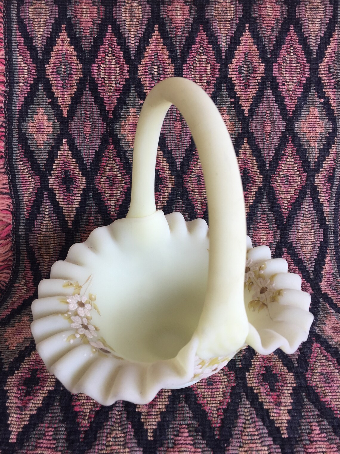 Vintage Fenton Basket hand painted signed Fenton glass Etsy