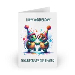 Cartes de voeux d'anniversaire ludiques, joli motif tortue, mariage, carte de couple, carte unique coquillages, cartes de célébration amusantes