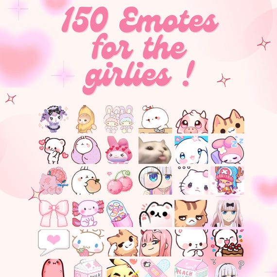 Cute Pink Emotes Pack | Kawaii Discord Emotes (INSTANT Download)