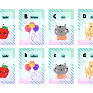 Cartes d'apprentissage colorées imprimables de l'alphabet de A à Z - Téléchargement immédiat