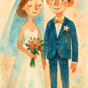 Custom Watercolor Wedding Card