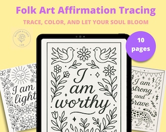 Soulful Tracing Pages – Folk Art Affirmation Set