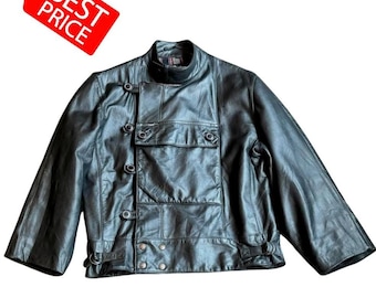 1940s Vintage Swedish Army Leather Motorcycle Jacket Sheepskin Adult Sheep Leather