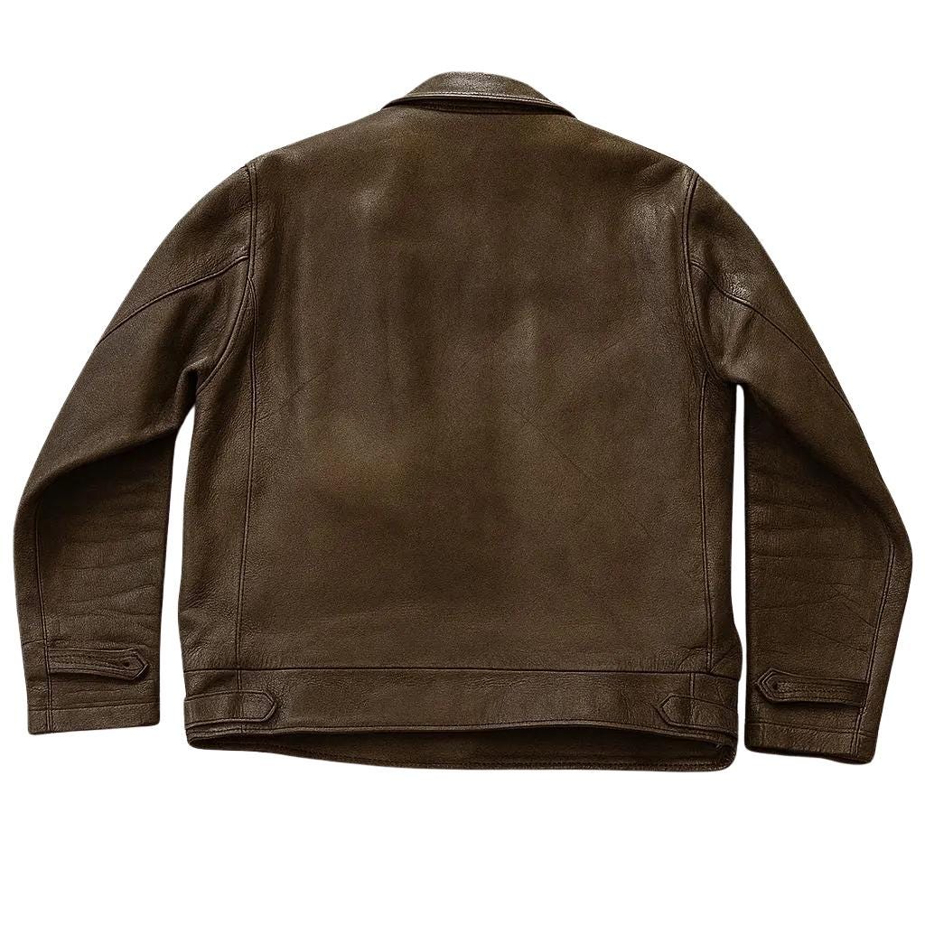 1964 Vintage French Leather Pullover Jacket for Men Cyclist Style