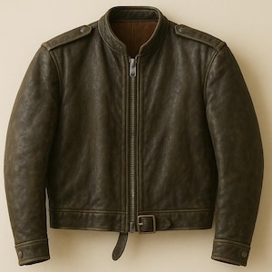 Black Leather Motorcycle Jacket, 1940s, Skinnarland,inreg