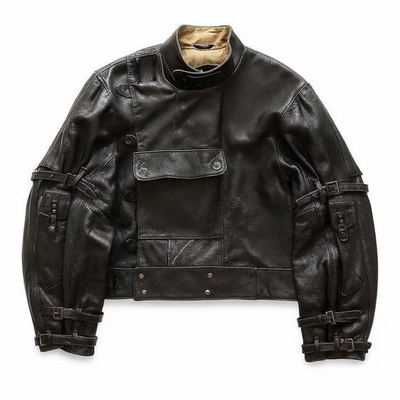 Vintage 1950s Swedish Military Motorcycle Jacket – Mens Black